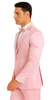 Dusty Rose Satin Double Breasted Peak Lapel 3 Piece Skinny Fit Tazzio Men's Suit with Matching Bowtie 7 M390SK-04-40R  - from alligatorwarehouse.com