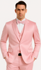 Dusty Rose Satin Double Breasted Peak Lapel 3 Piece Skinny Fit Tazzio Men's Suit with Matching Bowtie 8 M390SK-04-40R  - from alligatorwarehouse.com