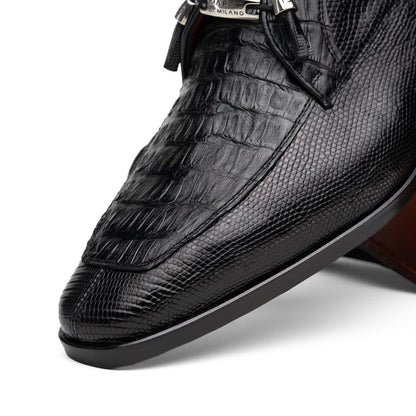 Marco Di Milano Merida Black Genuine Caiman and Lizard Derby Shoes - view 3