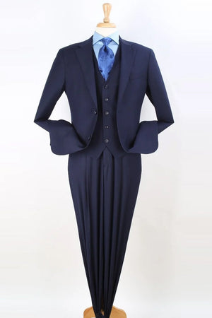 Apollo King Navy Vested Suit - Classic Two-Button Fit