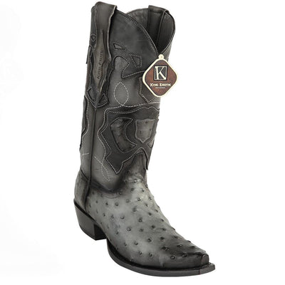 King Exotic Men's Ostrich Western Snip Toe Boots 1 -01  - from alligatorwarehouse.com