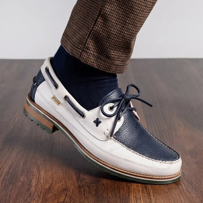 Marco Di Milano Amalfi Navy / White Premium Calf Leather Boat Shoes - view 9