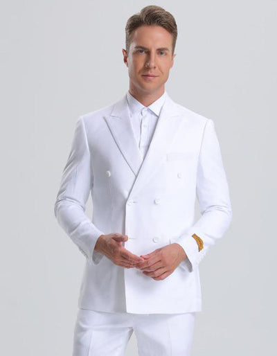 Mens Double Breasted Summer Seersucker Suit in White Pinstripe 1 DE-6066  - from alligatorwarehouse.com