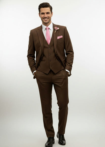 Effetti Suit Designer - 2 button Notch Lapel slim fit EF2N+V-8129 BROWN