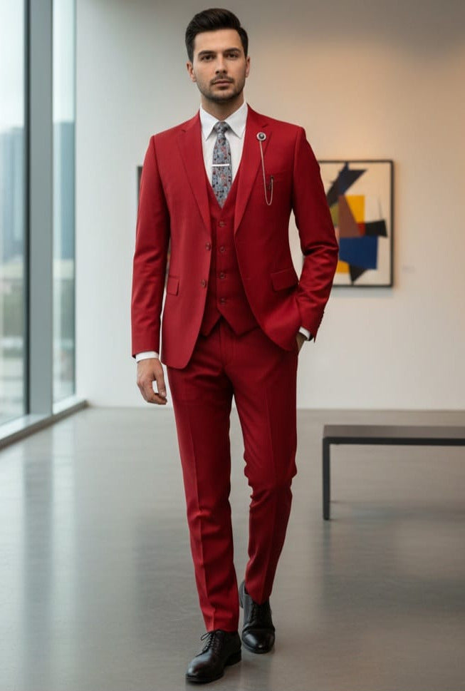 Effetti Suit Designer - 2 button Notch Lapel slim fit EF2N+V-8129 RED