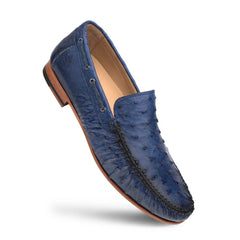 Mens Mezlan Rollini Ostrich Quill Dress Shoe Loafer in Black