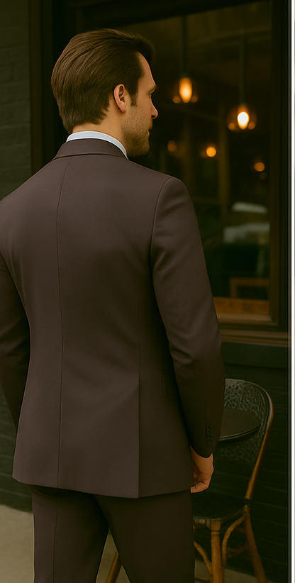 Wool Suit - Italian Made Business Suit by Statement Men's 2 Piece 100% Wool Modern Fit Suit - Subtle Windowpane