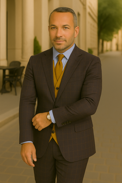 Wool Suit - Italian Made Business Suit by Statement Men's 3 Piece 100% Wool Modern Fit Suit - Bold Scoop Vest 4 ZILO-4_Eggplant_42S  - from alligatorwarehouse.com