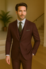 Wool Suit - Italian Made Business Suit by Statement Men's 3 Piece 100% Wool Modern Fit Suit - V-Neck Double Breasted Vest 19 MONTESUIT_Brown_38R  - from alligatorwarehouse.com