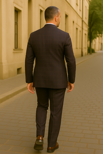 Wool Suit - Italian Made Business Suit by Statement Men's 3 Piece 100% Wool Modern Fit Suit - Bold Scoop Vest 5 ZILO-4_Eggplant_42S  - from alligatorwarehouse.com