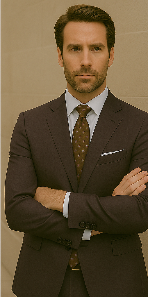 Wool Suit - Italian Made Business Suit by Statement Men's 2 Piece 100% Wool Modern Fit Suit - Subtle Windowpane