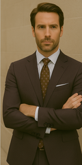 Wool Suit - Italian Made Business Suit by Statement Men's 2 Piece 100% Wool Modern Fit Suit - Subtle Windowpane