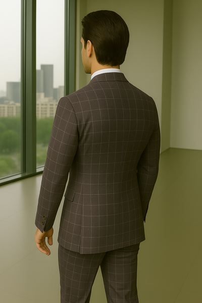 Wool Suit - Italian Made Business Suit by Statement Men's 3 Piece 100% Wool Modern Fit Suit - Fashion Pattern 10 ANGEL-3_Charcoal_38R  - from alligatorwarehouse.com