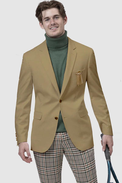 EJ Samuel Men's 2-Button Club Blazer - Tan Modern Sophistication 1 J170-Tan-34  - from alligatorwarehouse.com
