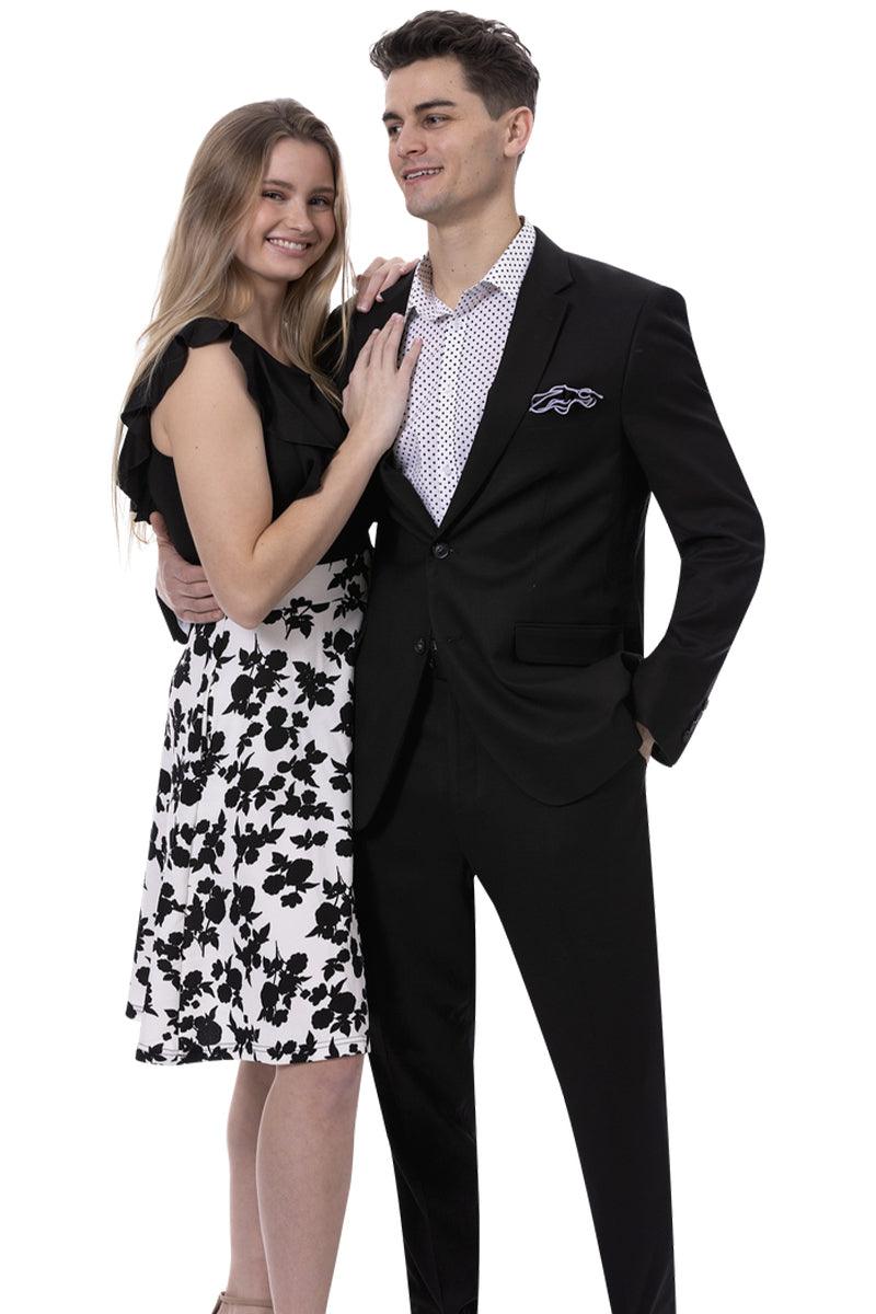 EJ Samuel Men's Black Linen Suit - Modern Fit for Summer Occasions 2 M2792-Black-40-Regular  - from alligatorwarehouse.com