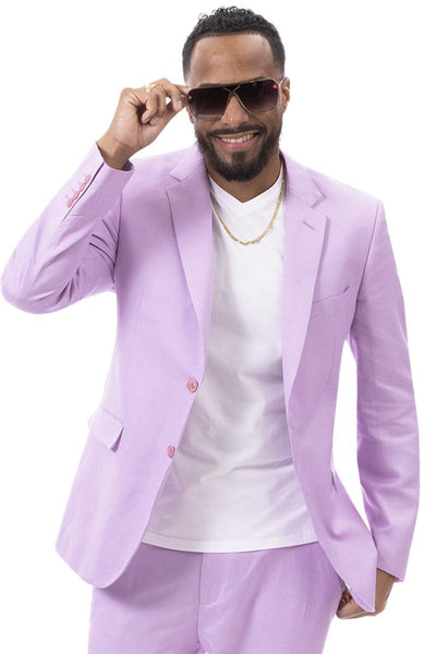 EJ Samuel Men's Modern Lilac Lavender Summer Linen Suit - Classic Fit 1 M2792-Lilac-42-Long  - from alligatorwarehouse.com