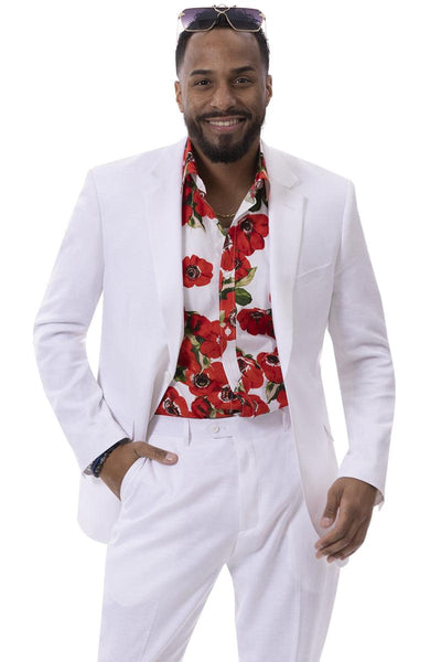 EJ Samuel Men's White Linen Modern Fit Summer Suit 1 M2792-White-42-Regular  - from alligatorwarehouse.com
