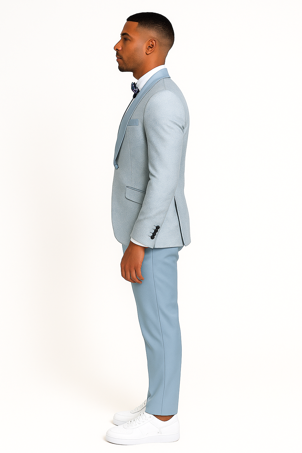 2024 Prom Special Blue Tuxedo Suit w/ Double-Breasted Vest by Tazzio