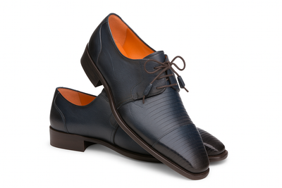 Lizard Skin Tassel Derby in Blue for men By Mezlan Made In Spain Brand 6   - from alligatorwarehouse.com