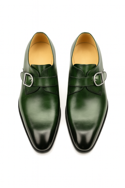 Mens Carrucci Classic Leather Fade Single D-Buckle Monk Strap Dress Shoe in Chestnut 37   - from alligatorwarehouse.com