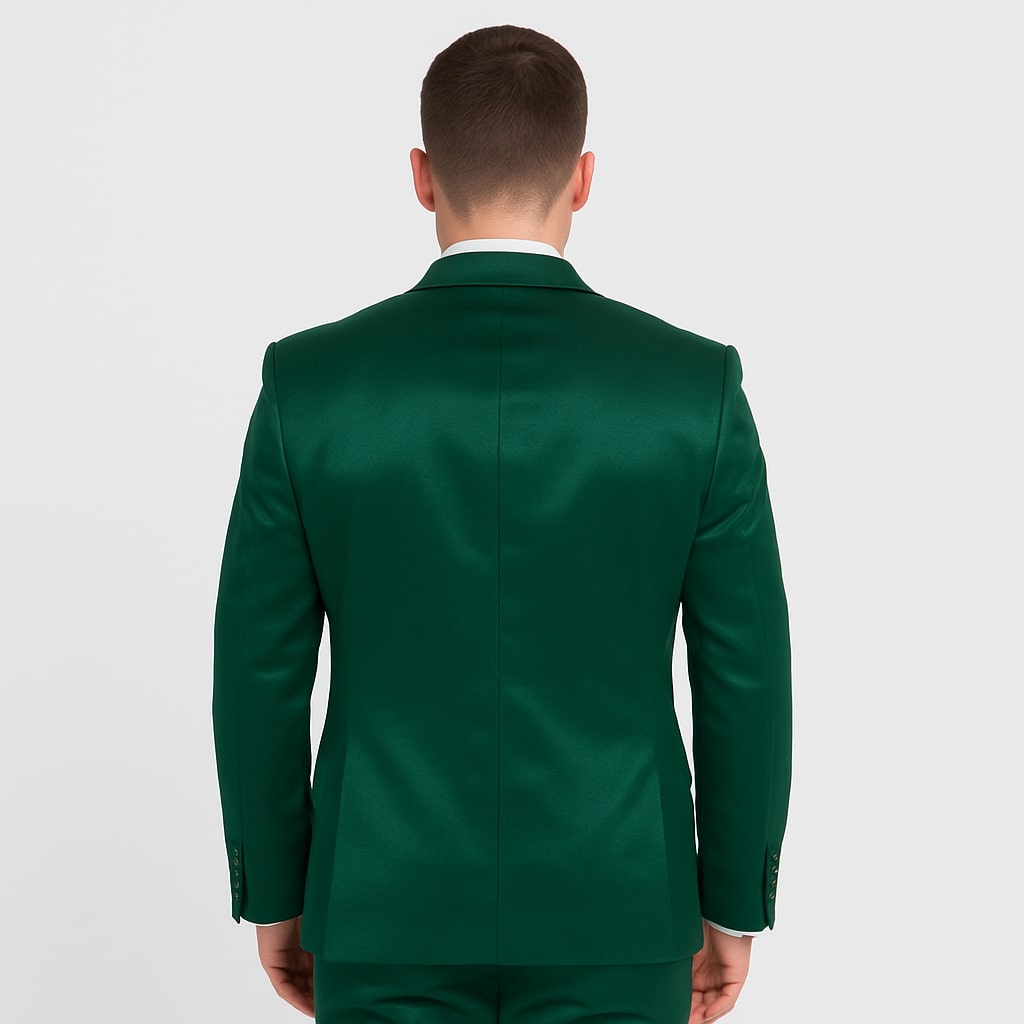 Emerald Green Satin Tuxedo Set – Formal 4-Piece Outfit for Prom or Wedding