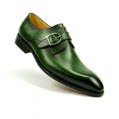 Mens Carrucci Classic Leather Fade Single D-Buckle Monk Strap Dress Shoe in Chestnut 34   - from alligatorwarehouse.com