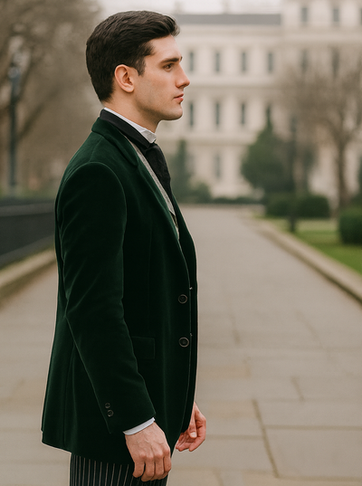 Emerald Velvet Roderick Smoking Jacket – Luxurious Men's Wear 3   - from alligatorwarehouse.com