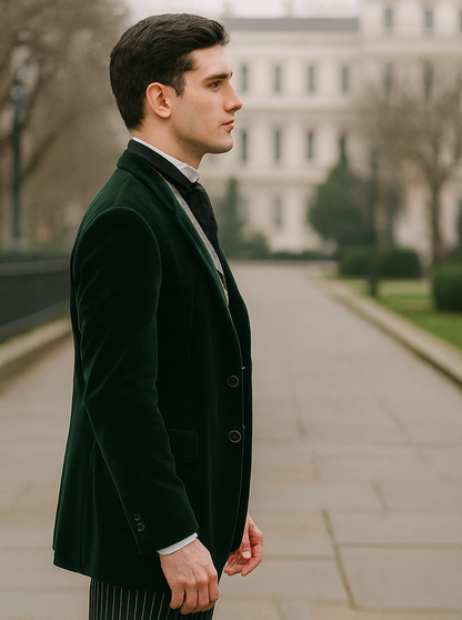 Emerald Velvet Roderick Smoking Jacket – Luxurious Men's Wear