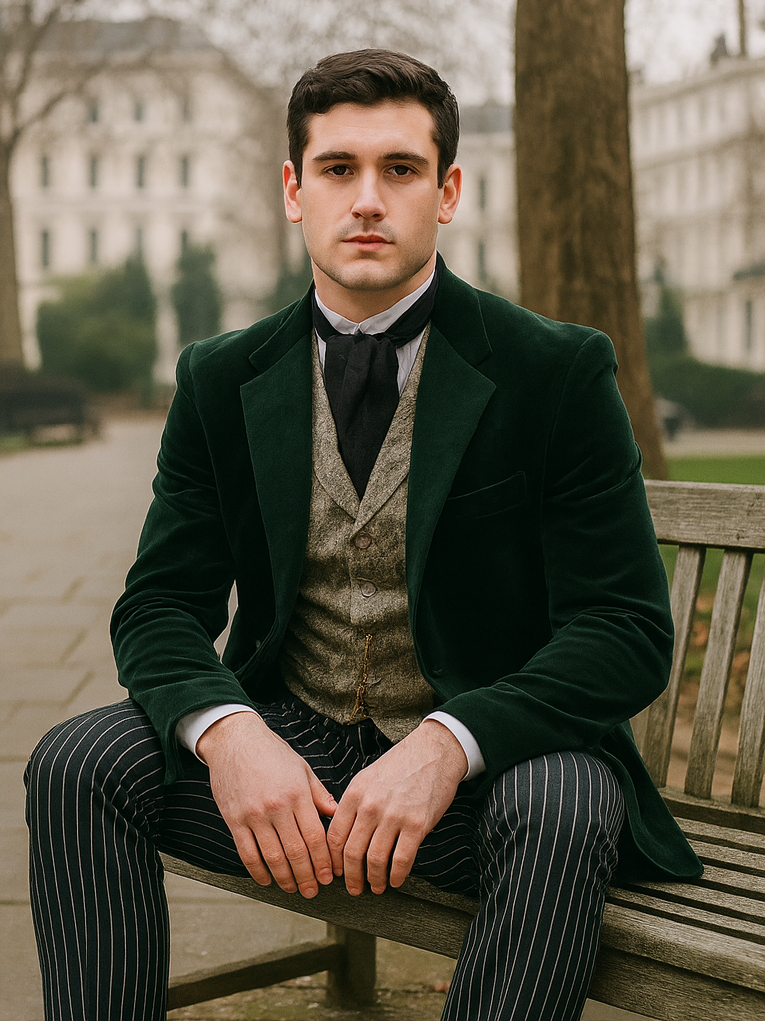 Emerald Velvet Roderick Smoking Jacket – Luxurious Men's Wear 4   - from alligatorwarehouse.com