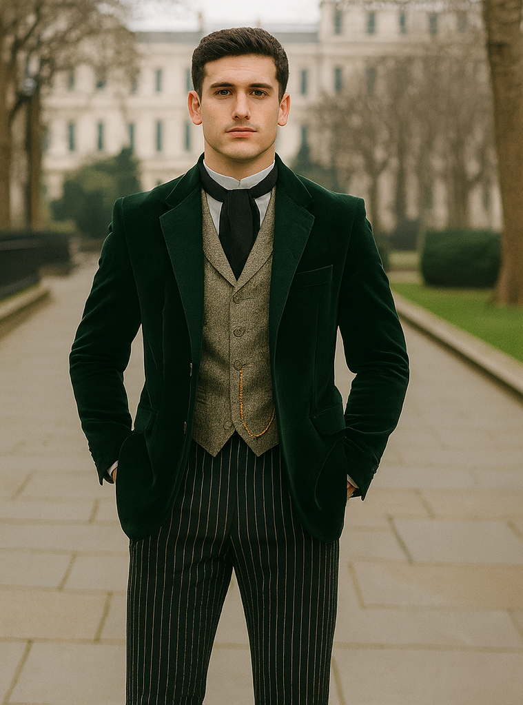 Emerald Velvet Roderick Smoking Jacket – Luxurious Men's Wear 7   - from alligatorwarehouse.com