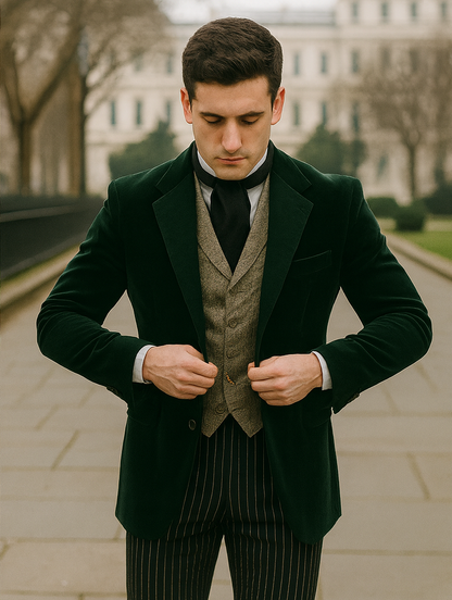 Emerald Velvet Roderick Smoking Jacket – Luxurious Men's Wear