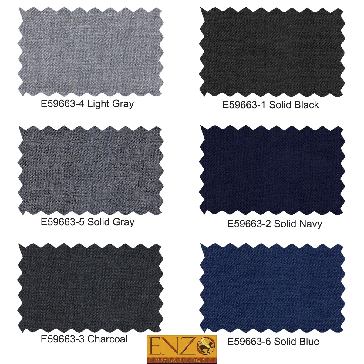 ENZO 150’s Super Wool 2-Button Suits in 6 Solid Colors
