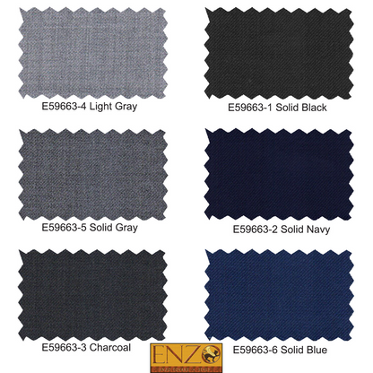 ENZO 150’s Super Wool 2-Button Suits in 6 Solid Fabrics Colors