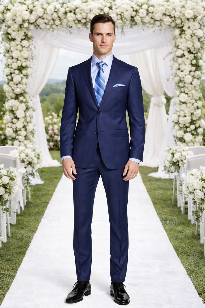 ENZO 150’s Super Wool 2-Button Suits in 6 Solid Fabrics Colors