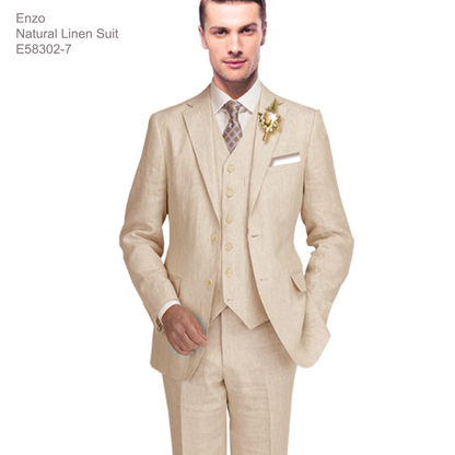 Enzo White, Khaki or Blue Linen Suits/ Free Shipping