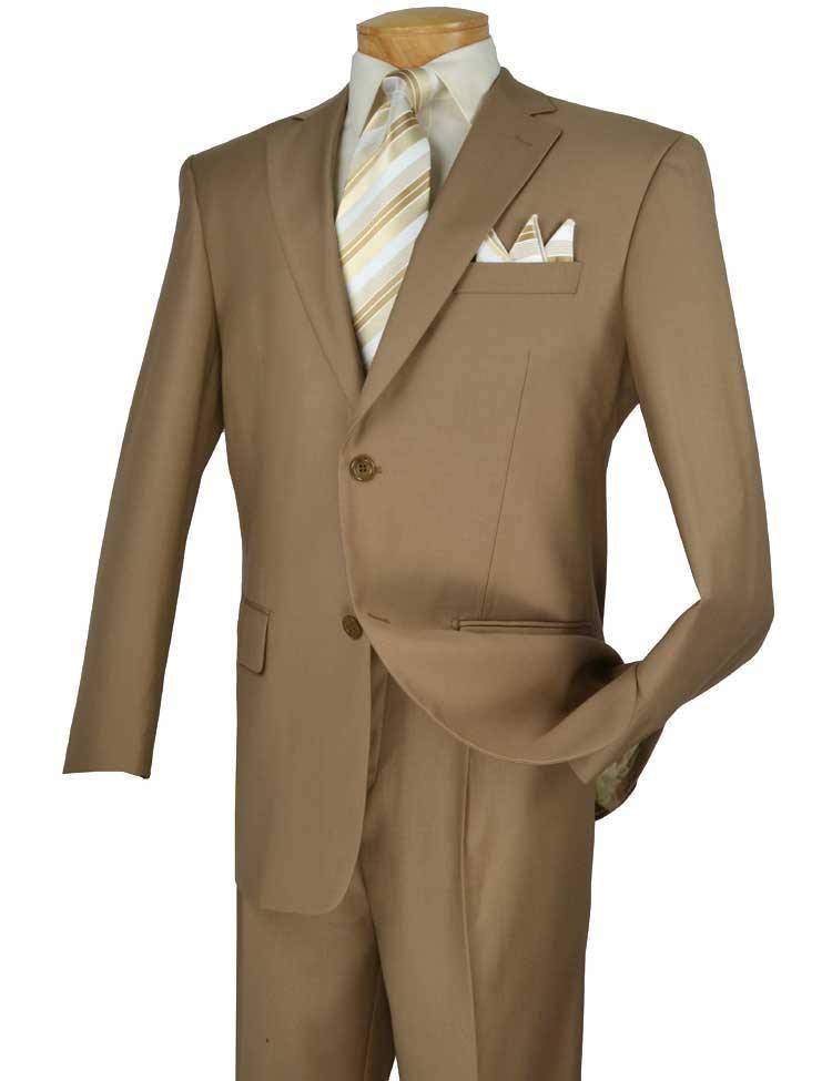 Executive Classic Fit  Two Piece Suit Color Solid Khaki 1 SO12TR_KHAKI_36S  - from alligatorwarehouse.com