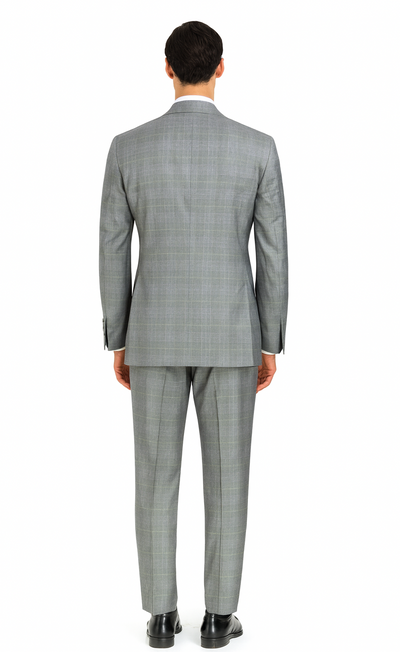 Executive Double Breasted Regular Fit Glen Plaid Suit - Color Grey 2 SO1DRW-1_Gray_42S  - from alligatorwarehouse.com