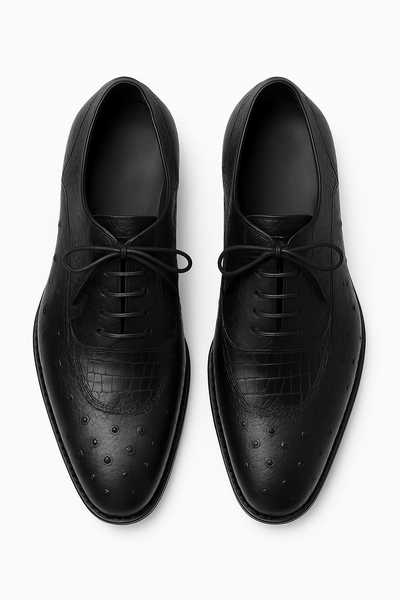 Mens Mezlan Getty Ostrich Wingtip Dress Shoe in Cognac 15   - from alligatorwarehouse.com