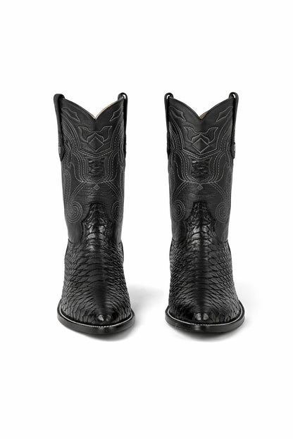 Men's Wild West Python Skin Yellow Gold J Toe Boots 29957