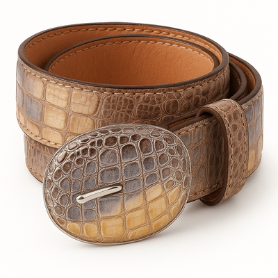 Men's Wild West Caiman Belly Skin Cowboy Belt 2C118249 5 2C118249-32  - from alligatorwarehouse.com