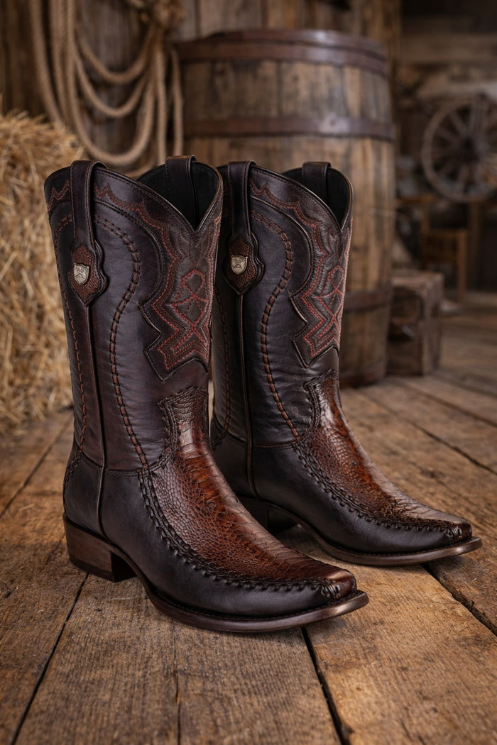 Men's Wild West Ostrich Leg with Deer Dubai Toe Boots 279F05