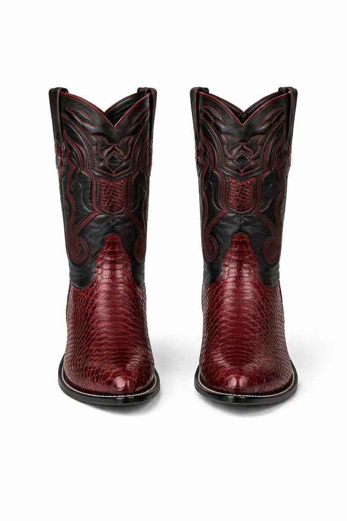 Men's Wild West Python Skin Yellow Gold J Toe Boots 29957