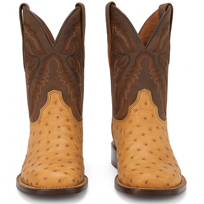 Dan Post Men's Alamosa Full Quill Ostrich Square Toe Boots - Sand 9 DP3876_7_D  - from alligatorwarehouse.com