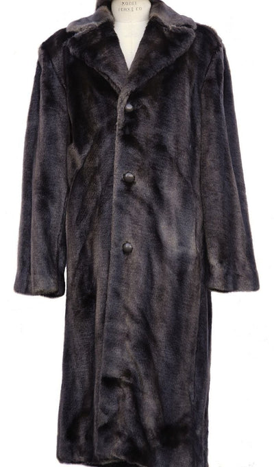 Faux Fur Coat - Men Full Length Overcoat in Black - Brown - White - Ivory - Gray For Winter 5   - from alligatorwarehouse.com