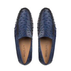 Mens Mezlan Rollini Ostrich Quill Dress Shoe Loafer in Black
