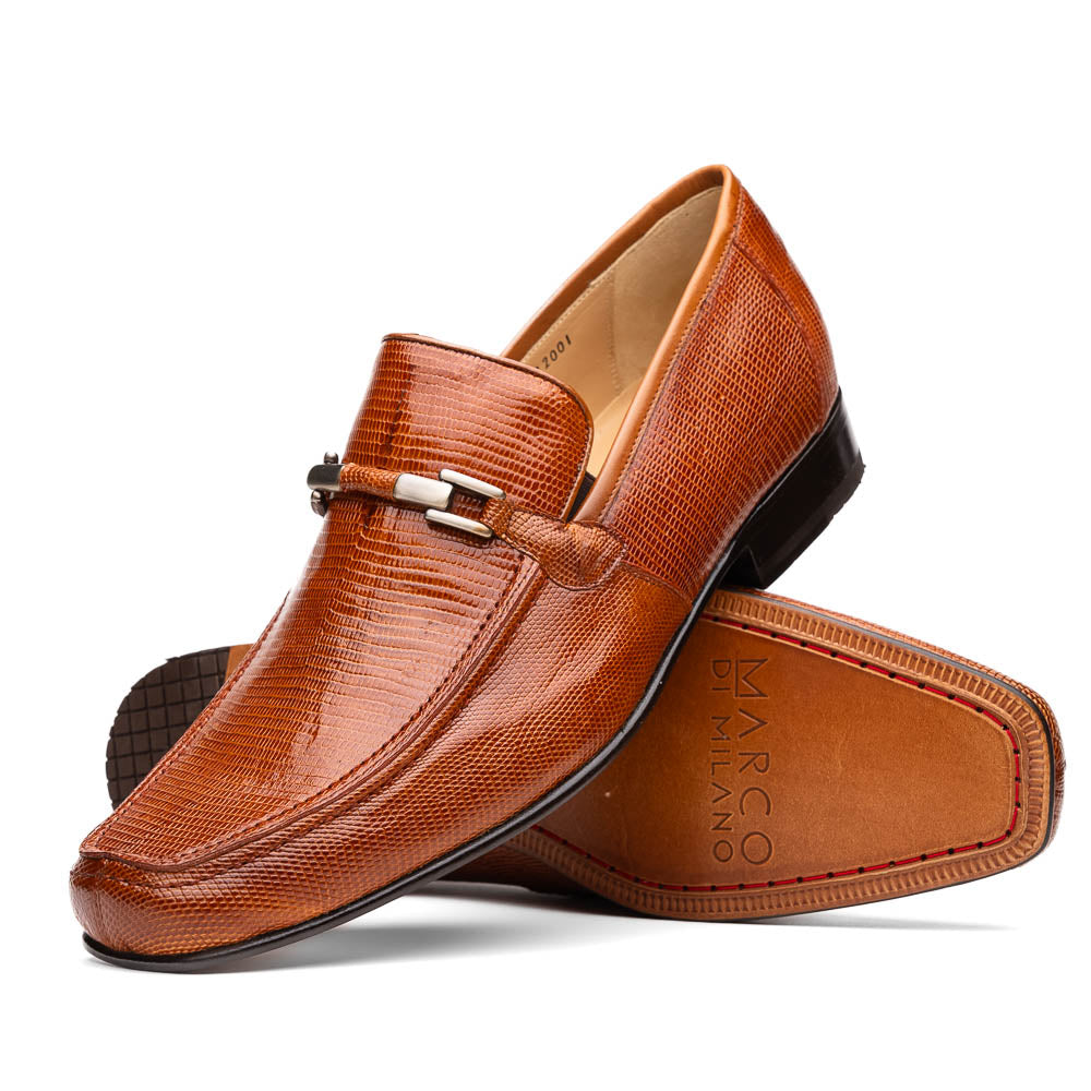 Marco Di Milano Fabro Lizard Bit Loafers Cognac