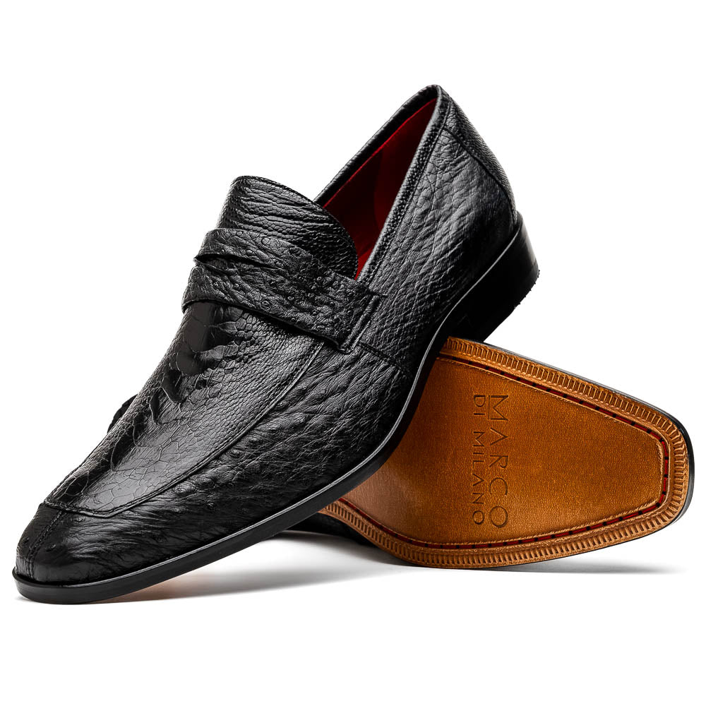 Marco Di Milano Fangio Ostrich Penny Loafers Black