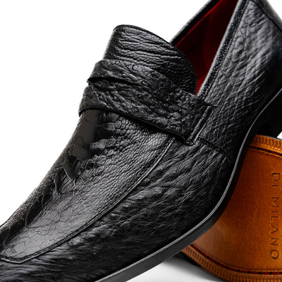 Marco Di Milano Fangio Black Ostrich Penny Loafer 3 FANGIO_OSTRICH-OSTRICH LEG_BLACK_8  - from alligatorwarehouse.com