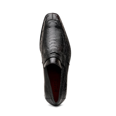 Marco Di Milano Fangio Black Ostrich Penny Loafer 4 FANGIO_OSTRICH-OSTRICH LEG_BLACK_8  - from alligatorwarehouse.com