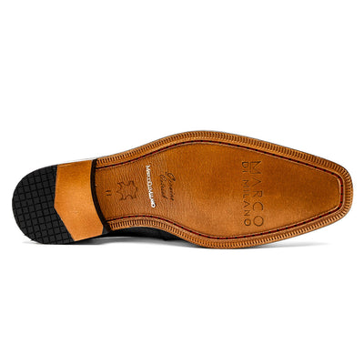 Marco Di Milano Fangio Black Ostrich Penny Loafer 5 FANGIO_OSTRICH-OSTRICH LEG_BLACK_8  - from alligatorwarehouse.com